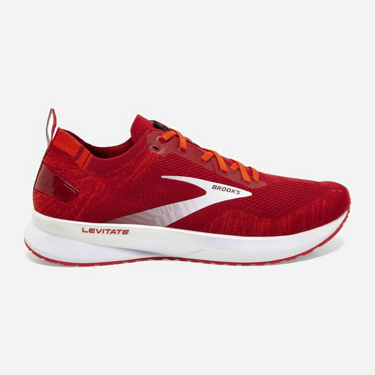 Brooks Levitate 4 Israel - Men's Road Running Shoes - Red/Cherry Tomato/White (96150-LZXW)